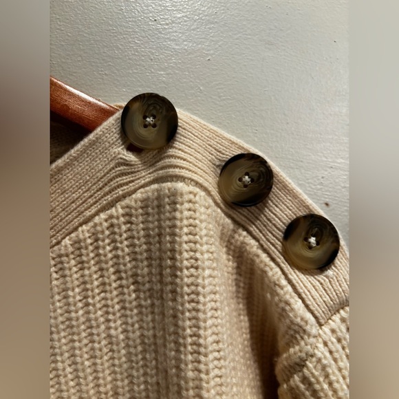 Madewell Beige Button-Shoulder Sweater wool warm winter cabin core cottage - Picture 5 of 15